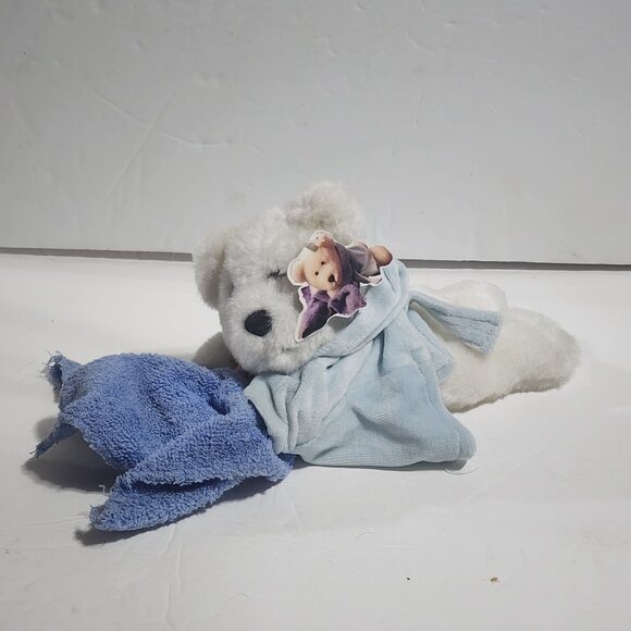 Calplush March of Dimes Bath Time White Bear Rattle Robe Towel Plush Bean Bag 8" - Picture 1 of 5
